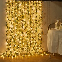 Guirlande lumineuse solaire USB à LED, feuilles vertes, boules de lumières féériques, pas cher, pour l'intérieur/l'extérieur, pour la fête des mères, Pâques, Noël, mariage