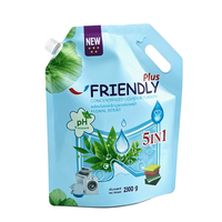 Pochette à bec verseur laminée écologique refermable, format personnalisé, avec logo, pour recharge de détergent liquide, emballage pour lessive domestique