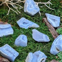 Agate bleue druzy de haute qualité, cristal de quartz naturel brut pour la méditation et la guérison