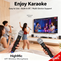 Système de mixage karaoké professionnel en métal avec microphone sans fil pour home cinéma et Smart TV HD
