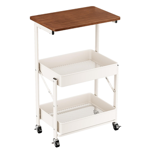 Colorful Three Tier Metal Shelf Mobile Storage Cart Organizer Kitchen Bathroom Living Room Storage Cart - Product Image 1