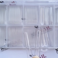 Caja de puntas de uñas de ataúd cuadrado largo al por mayor, 240 Uds., 12 tamaños, transparente, cubierta Extra larga, pegamento suave para puntas de Gel de uñas