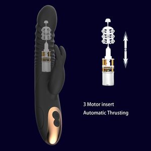 Set mainan Vibrator telinga kelinci hitam dewasa, 8 mode kuat Aksesori sensorik lembut realistis portabel menyenangkan untuk pria wanita - Product Image 4