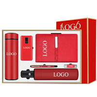 Meilleures ventes : Coffret cadeau d'affaires personnalisé avec logo pour la Fête des Pères – Tasse LED intelligente, parapluie automatique, carnet, stylo, batterie externe USB, Bluetooth