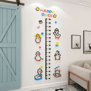 Bebek boy büyüme grafiği sevimli ördek hayvan akrilik duvar sticker için çocuk odası otel yemek oda duvar dekorasyonu