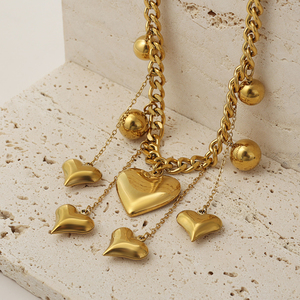 Collar de cadena gruesa con forma de corazón en <span class=keywords><strong>U</strong></span>, chapado en oro de 18 quilates, estilo gótico, para mujer - Product Image 4