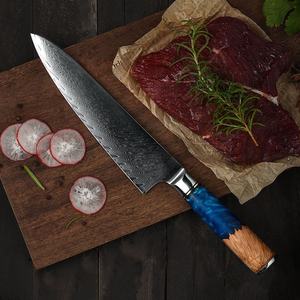 سكين مطبخ فاخر من الفولاذ الدمشقي مع مقبض خشبي أزرق، سكين طهي ياباني VG10 بـ67 طبقة، طقم سكاكين دمشقية - Product Image 2