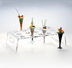 Soporte de Acrílico Transparente para Copas de Vino con 15 Orificios, Bandeja de Acrílico para Flautas de Champán, Bandeja para Servir Copas de Vino con Asas - Product Image 1