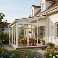 DEMEA Moderne 4 Saisons En Aluminium Sunroom Préfabriqué Solarium Conservatoire Verre Maisons Pont Extérieur Hiver Jardin Enceinte