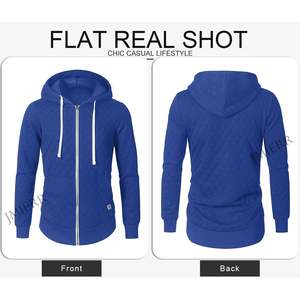 2025 Men's <b>Quilted</b> Jacket Coat Solid Acid Washed Design Casual Long Sleeve Full Zip <b>Hoodie</b> Sweatshirt Anti-Wrinkle Feature - Product Image 4