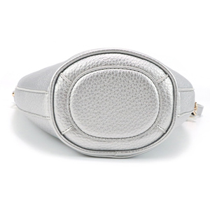 Sac seau à poignée anneau en cuir PU argenté métallisé, personnalisable avec logo, très tendance, sac à bandoulière pour femme - Product Image 5