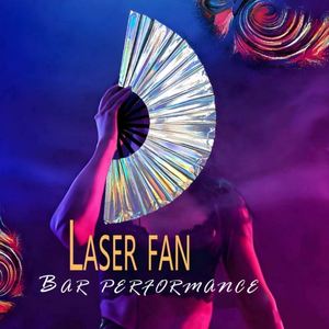 Abanico Plegable Grande y Brillante con Efecto Reflectante para Festivales, Abanicos Portátiles de Plástico con Efecto Brillante para Fiestas - Product Image 5