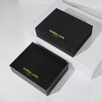 Couvercle d'emballage en carton rigide noir avec logo personnalisé et boîte-cadeau en papier rigide avec base