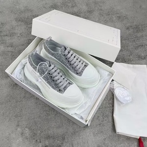 Chaussures de course décontractées en cuir véritable et denim pour femmes et hommes, de haute qualité, à lacets, semelle épaisse respirante - Product Image 2