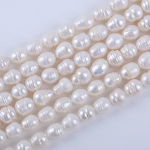 Cuentas de Agua Dulce Naturales al por Mayor, Forma de Arroz de 18cm 9-10mm, Blancas y Rosas, en Hilo, Semi-Acabadas, para Accesorios de Joyería DIY - Product Image 2