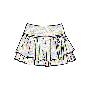 Jupe florale personnalisée GLK0246 pour petite fille, jupe respirante imprimée de fleurs, jupe d'été pour bébé fille, jupe de yoga en gros pour enfant - Product Image 2