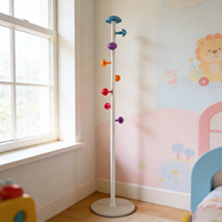 Porte-manteau en métal pour enfants avec crochets en plastique colorés en forme de champignon, crochets pour vêtements, cravates et sacs à main