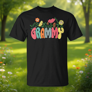 T-shirt floreale Grammy unisex con scollo rotondo e maniche corte per adulti SML XL XXL Regalo per riunioni di famiglia - Product Image 3