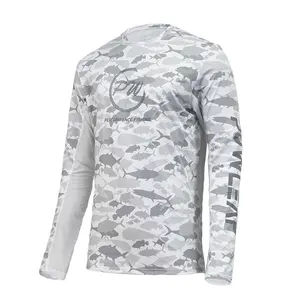 UPF 50 + pakaian memancing perlindungan matahari kaus memancing lengan panjang cepat kering pemasok kemeja Harga Rendah ringan