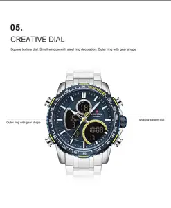 Relojes de pulsera <span class=keywords><strong>Naviforce</strong></span> <span class=keywords><strong>9182</strong></span> para hombre con logotipo personalizado, relojes de cuarzo digitales de moda azul, resistentes al agua para hombre - Product Image 2