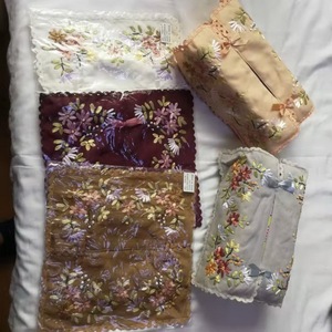 Housse de boîte à mouchoirs en dentelle crochetée à fleurs en ruban de soie brodé à la main, joli <span class=keywords><strong>design</strong></span> en bambou - Product Image 3