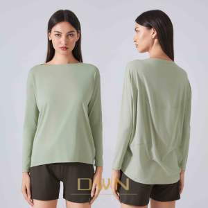 2024 nuevo casual suelto de secado rápido transpirable de doble cara cepillado súper suave mujeres fitness manga larga yoga camisetas top - Product Image 3