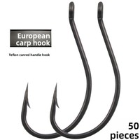 Hameçons barbelés en téflon à tige courbée et longue, emballés en vrac pour la pêche à la carpe et en mer, 2000 pièces, pour utilisation en lac