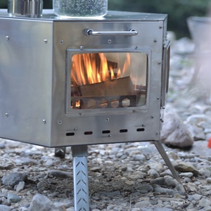 Poêle <span class=keywords><strong>à</strong></span> <span class=keywords><strong>bois</strong></span> hexagonal portable en acier inoxydable robuste avec cheminée pour tente/chalet/camping-car/survival en plein air - Product Image 3