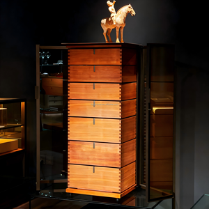 Tủ trưng bày hiện đại tối giản sang trọng, mô đun, tùy chỉnh bằng kim loại nhôm kính với cửa thép cho phòng khách - Product Image 2