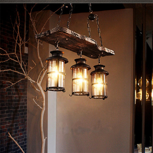 Luminaire industriel rustique en métal, éclairage rétro à LED suspendu, lampes décoratives d'intérieur, luminaire suspendu vintage, planche en bois, <span class=keywords><strong>ancien</strong></span> <span class=keywords><strong>lustre</strong></span> - Product Image 2