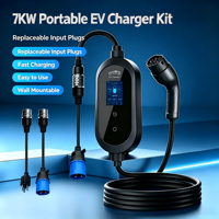 Kit de chargeur EV portable 7KW avec prises remplaçables Shipestrive Type 2 EU Schuko / UK 13A / US NEMA / CH, contrôle par application Bluetooth