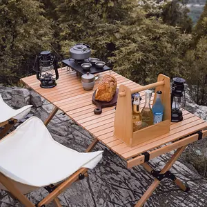 Venda quente ao ar livre portátil dobrável madeira viagem acampamento mesa para camping piquenique jardim praia churrasco quintal