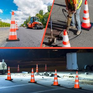 Conos de Seguridad Vial CITICITY de 36 Pulgadas con Base Negra Ponderada, Conos Naranjas de Plástico PVC con Cuello Reflectante de Alta Visibilidad - Product Image 6