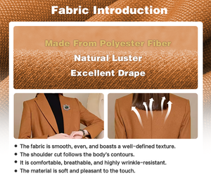 Nuevo Traje de Pantalón Color <span class=keywords><strong>Camel</strong></span> para <span class=keywords><strong>Mujer</strong></span>, Tacto Suave, <span class=keywords><strong>Blazer</strong></span> con Cuello de Solapa, para Uso Diario Profesional Contemporáneo y Salidas de Fin de Semana - Product Image 6