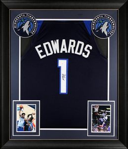 Jersey Auténtico de Anthony Edwards, Estilo Profesional, Color Azul Marino, con Marco, JSA - Product Image 2
