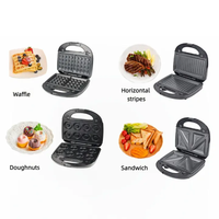 Machine à gaufres automatique compacte 750W, grille-pain petit-déjeuner multifonction, grill panini électrique antiadhésif, appareil à sandwichs
