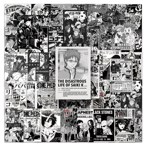 50pcs personnalisé personnalisé décoratif noir et blanc japonais <span class=keywords><strong>Manga</strong></span> affiche autocollants pour murs et consoles de jeu - Product Image 2