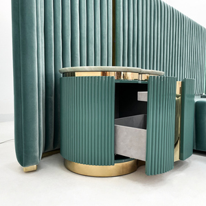 New Factory High End <b>Bed</b> Room Furniture Bedroom Set Dark Green Velvet High <b>Frame</b> Profile King Size <b>Bed</b> <b>Frame</b> Luxury <b>Bed</b> DB-01-VI - Product Image 5