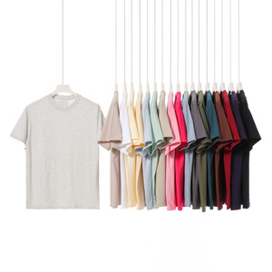 Camiseta básica de algodón 100% personalizada para hombre, camiseta de gran tamaño, tela de punto lisa en blanco con cuello redondo, transpirable y sostenible - Product Image 2