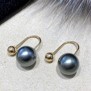S925 <b>Silver</b> Fine <b>Stud</b> Earrings DIY Pearl Accessories with 8-10mm Round Beads U-Shaped Earnail Hollow Support 2617 - Product Image 1