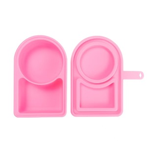Food Grade Silicone Dip <b>Box</b> Portable Lid Reusable Double Compartment Seasoning <b>Box</b> Silicone <b>Snack</b> <b>Box</b> - Product Image 1