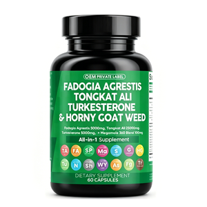 Complément alimentaire à marque privée Fadogia Agrestis Tongkat Ali Turkesterone avec extrait de Horny Goat Weed, Saw Palmetto et racine de Maca en capsules - Product Image 1
