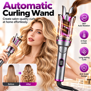 Ionic <b>Hair</b> Curler Fast Heating Curling Iron Adjustable Temperature LED Display Portable <b>Styling</b> <b>Tool</b> - Product Image 3