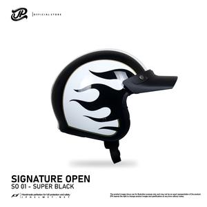 Casco Retro de Media Cara JP Signature Open Motif SO 01 en Blanco Roto, combina diseño clásico y seguridad moderna para motociclismo - Product Image 2