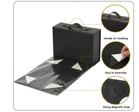 Boîte cadeau pliable en carton rigide magnétique avec poignée en PU portable, emballage réutilisable pour collations et cadeaux de luxe