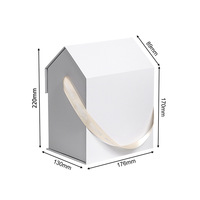 Cajas de Papel Plegables Reciclables con Forma de Casa, Impresas en Cuatro Colores, con Asa de Cinta, Logotipo Personalizado, Caja de Regalo Blanca para Panadería