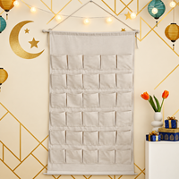 Sac de rangement mural en imitation lin, pochette décorative à suspendre pour l'organisation des articles divers dans la chambre et la maison