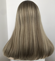 Perruque frontale en dentelle suisse HD 100% cheveux vierges brun cendré avec mèches, sans colle, nœuds invisibles, pré-épilée, ligne de cheveux naturelle, perruque casher juive