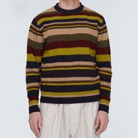 Pull en maille côtelée personnalisable d'hiver pour hommes Pull chaud à rayures en épissage multicolore