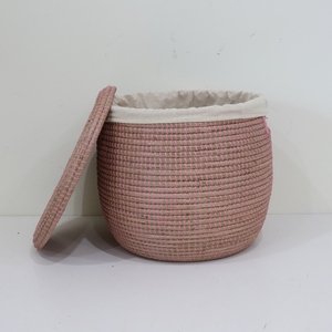 Round Seagrass <b>Basket</b> With Handle Handwoven <b>Wicker</b> <b>Laundry</b> <b>Basket</b> for Versatile Home Storage - Product Image 2